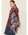 Image #3 - LaBiz Women's Navy & Burgundy Floral Short Kimono, Navy, hi-res