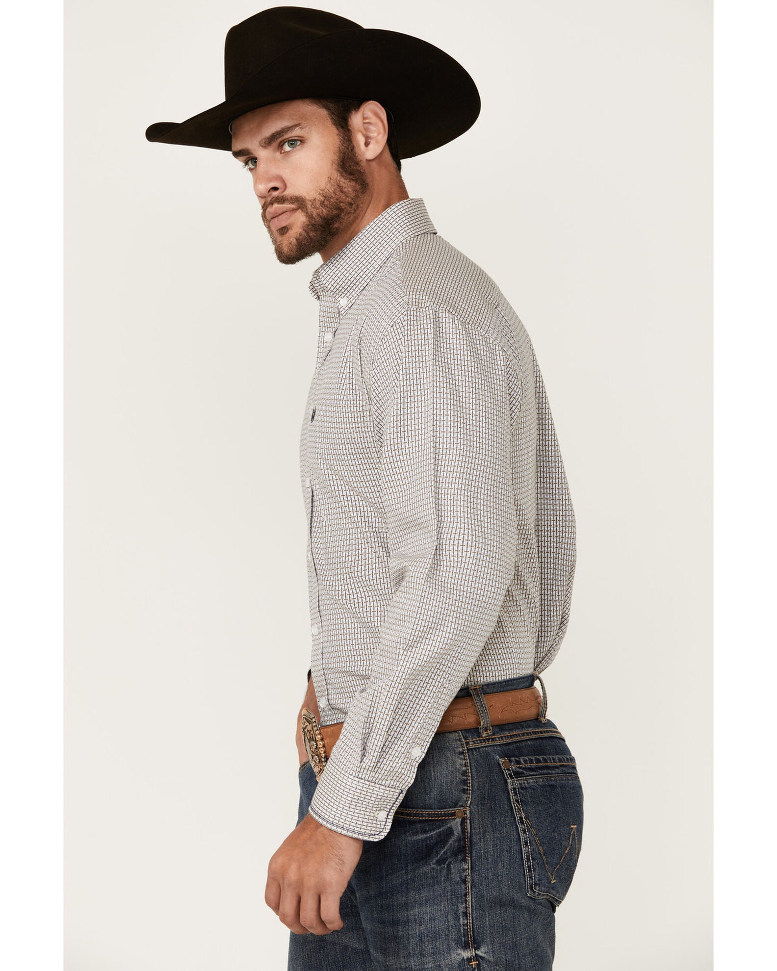 Product Name: Rough Stock by Panhandle Men's Dobby Print Long Sleeve ...