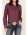 Image #3 - Cinch Women's Geo Print Long Sleeve Button-Down Western Shirt, Burgundy, hi-res