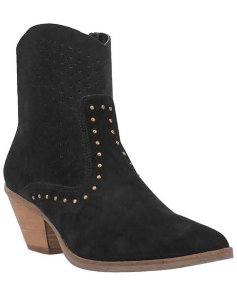 Dingo Women's Miss Priss Studded Suede Booties - Pointed Toe, Black, hi-res
