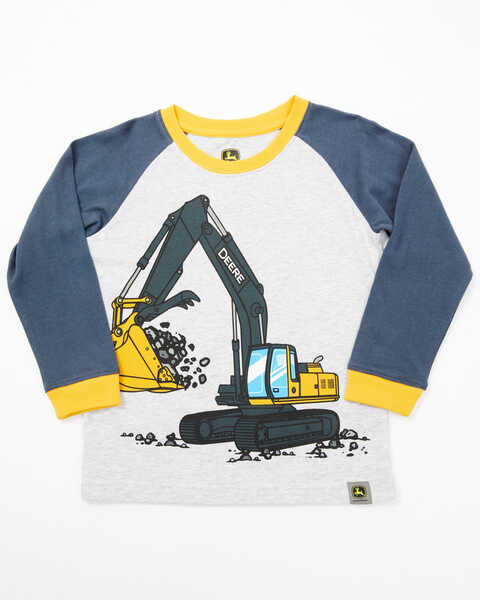 John Deere Toddler Boys' Construction Coming / Going Long Sleeve Graphic T-Shirt , Ash, hi-res