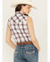 Image #4 - Ely Walker Women's Sleeveless Plaid Print Western Pearl Snap Shirt, Burgundy, hi-res