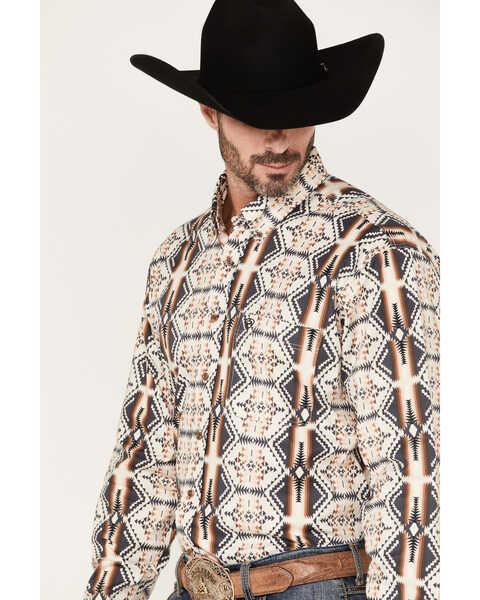 Image #2 - Rock & Roll Denim Men's Southwestern Stretch Long Sleeve Button Down Shirt, Chocolate, hi-res