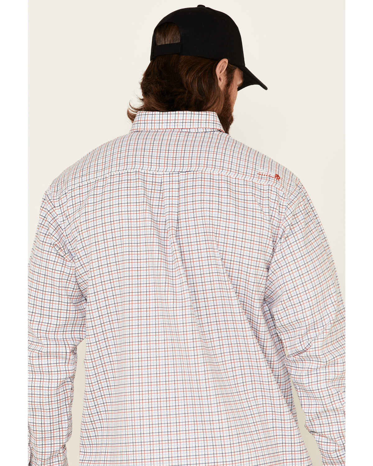 Image #5 - Ariat Men's FR Tattersall Plaid Print Long Sleeve Button-Down Work Shirt - Tall, White, hi-res
