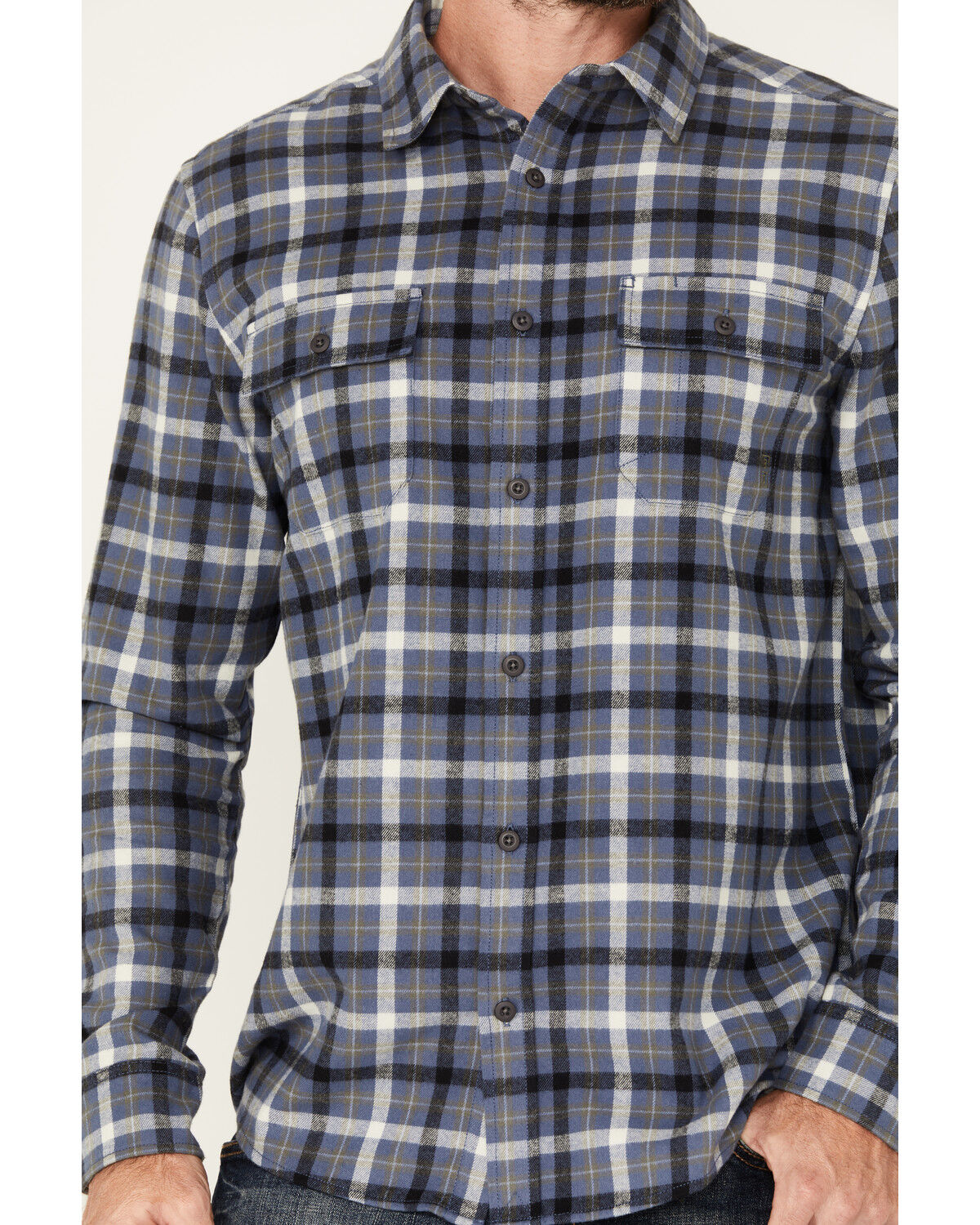 Image #3 - Brothers and Sons Men's Bosque Everyday Plaid Print Long Sleeve Button Down Flannel Shirt, Indigo, hi-res