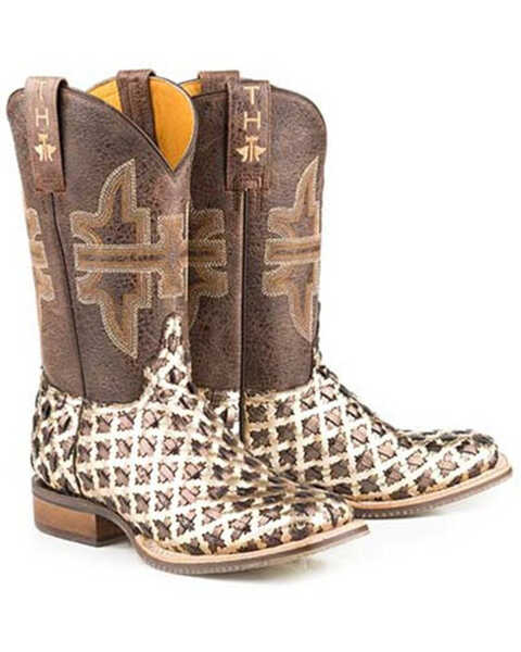 Tin Haul Women's 3D Cross Western Boots - Broad Square Toe, Brown, hi-res