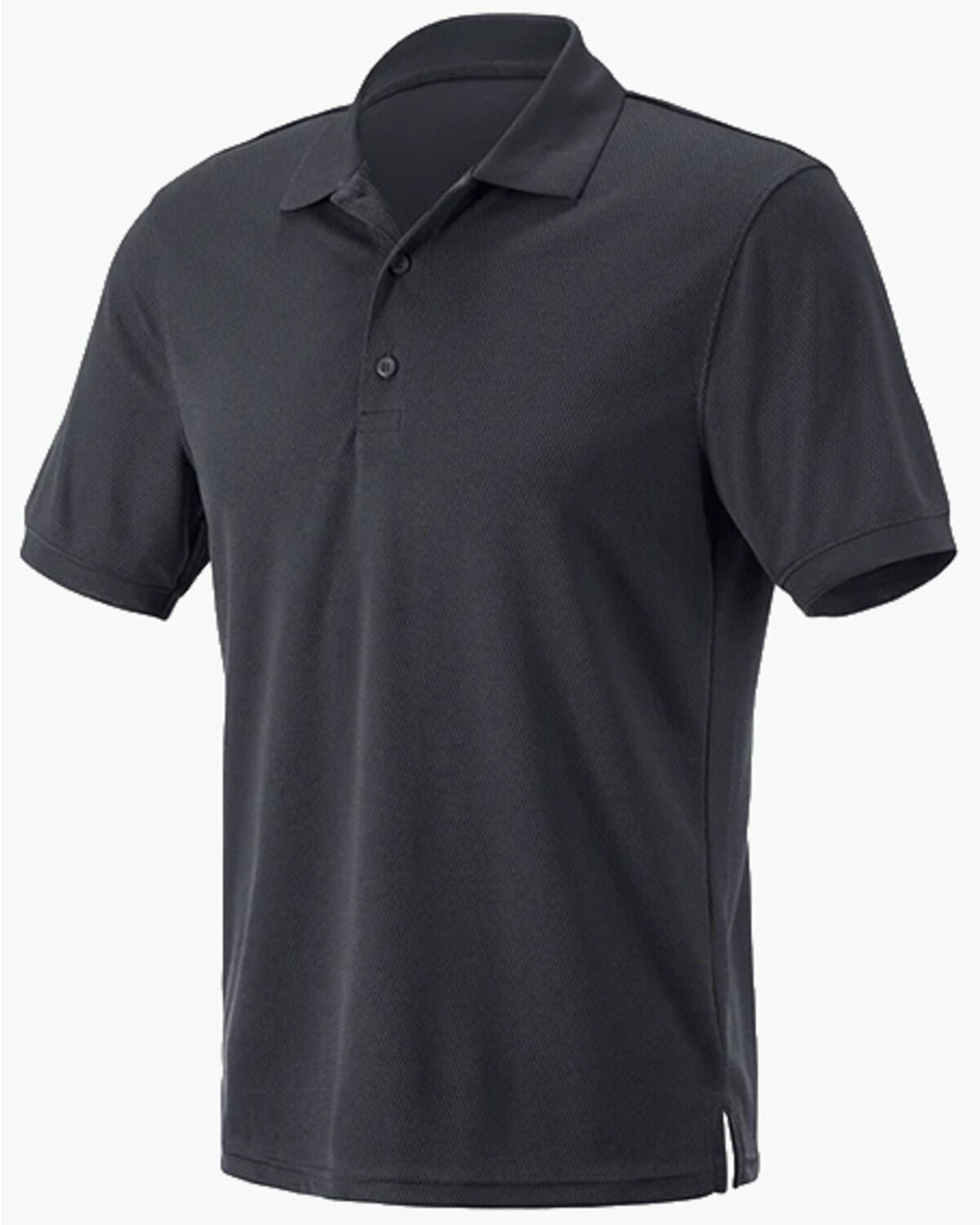 Strauss Men's Solid Short Sleeve Button-Down Performance Polo Shirt, Black, hi-res