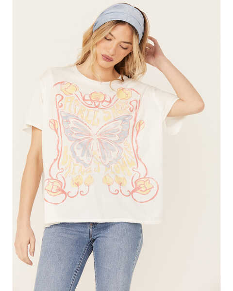 Image #2 - Free People Women's Spring Showers Short Sleeve Graphic Tee, White, hi-res
