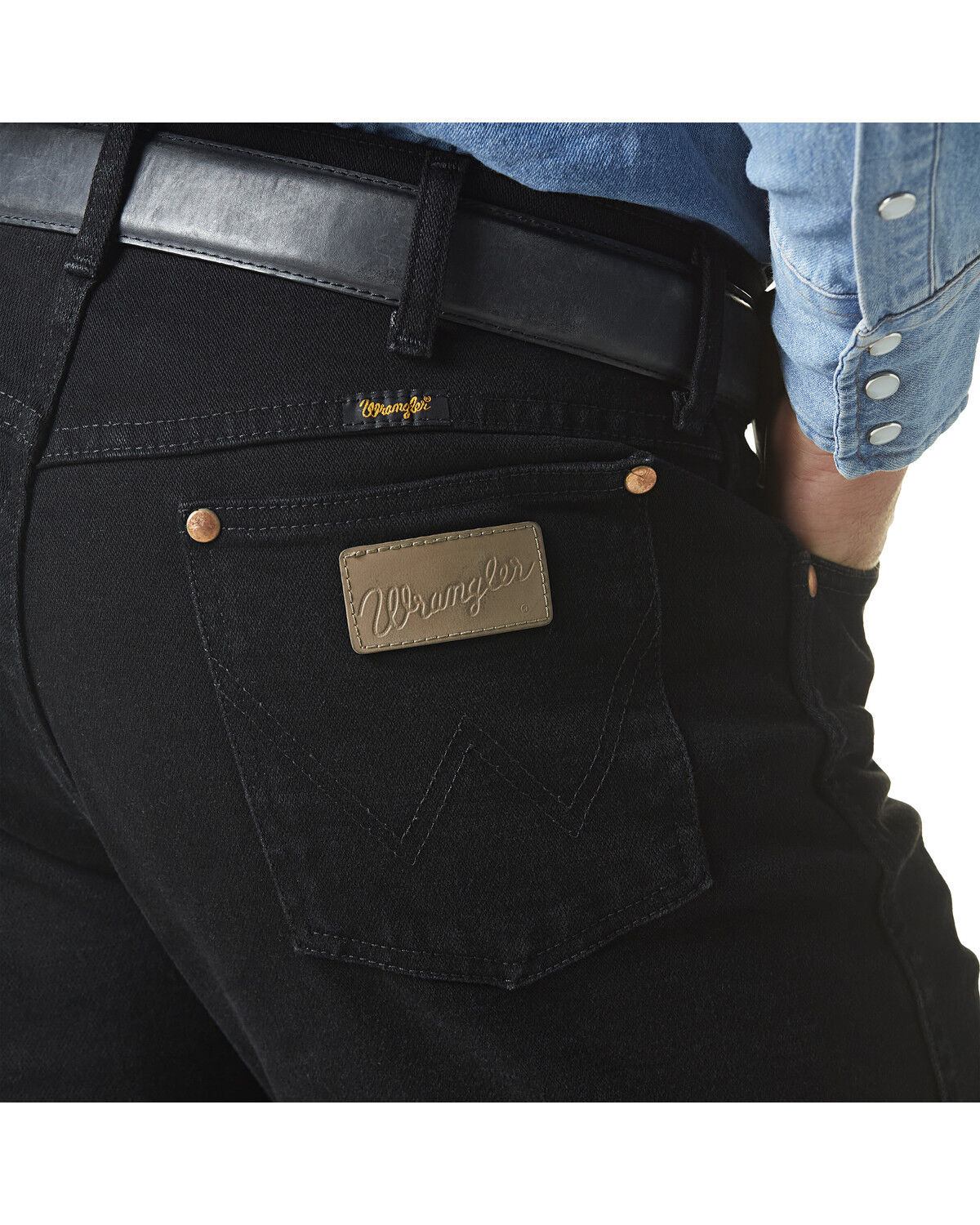 Image #3 - Wrangler Men's Cowboy Cut Straight Active Flex Stretch Denim Jeans - Tall, Black, hi-res