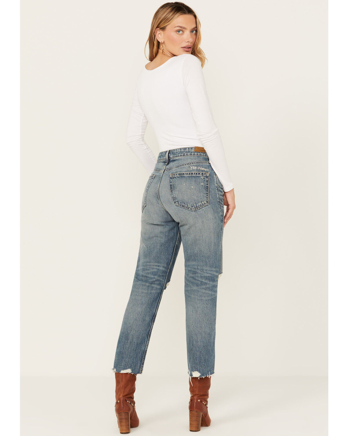 Image #3 - Ariat Women's Medium Wash Ultra High Rise Tomboy Relaxed Straight Jeans, , hi-res
