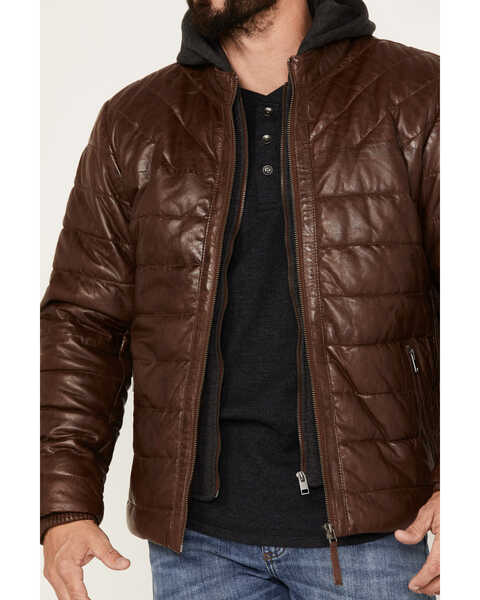 Image #3 - Mauritius Men's Leather Puffer Jacket, Cognac, hi-res