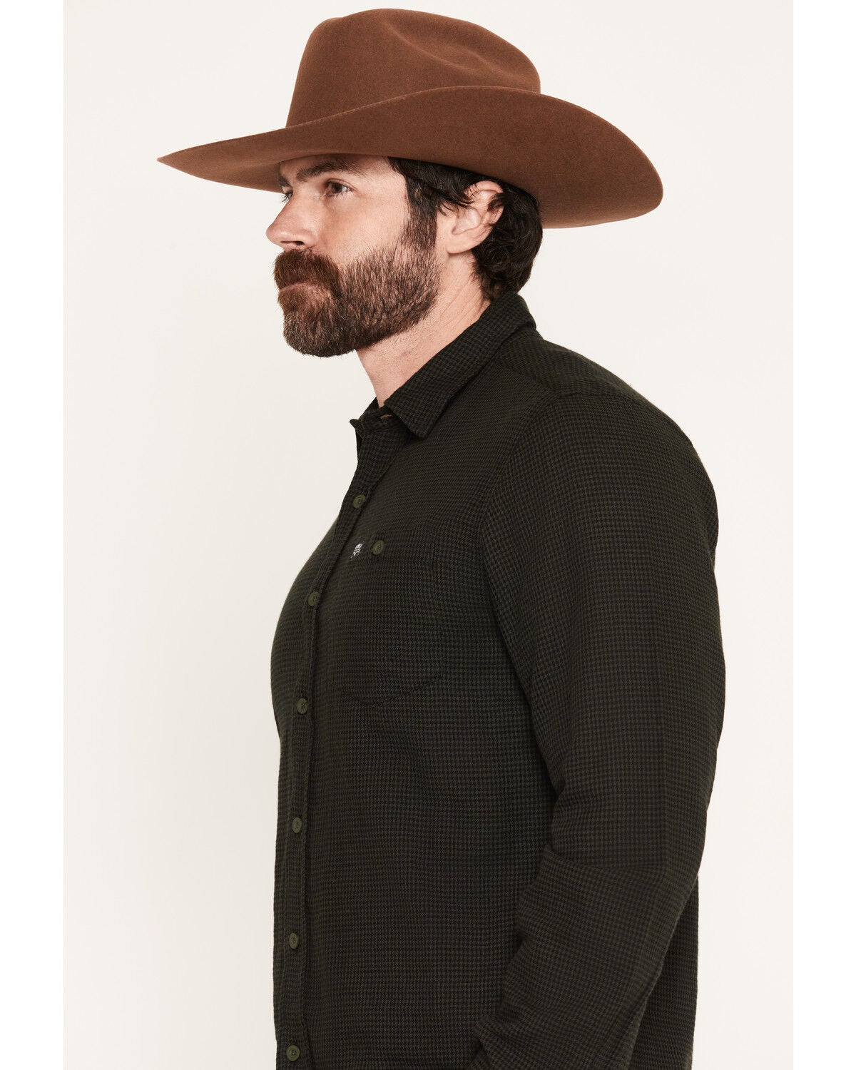 Image #2 - Kimes Ranch Men's Micro Checkered Long Sleeve Button-Down Western Shirt, Green, hi-res