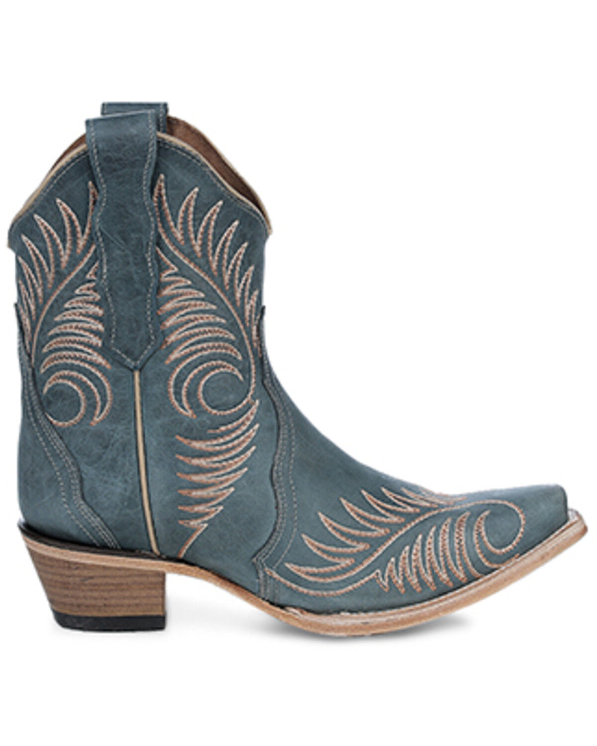 Image #2 - Circle G Women's Embroidered Ankle Booties - Snip Toe, Blue, hi-res