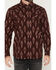 Image #3 - Moonshine Spirit&reg; Men's Burning Man Printed Long Sleeve Snap Western Print, Burgundy, hi-res