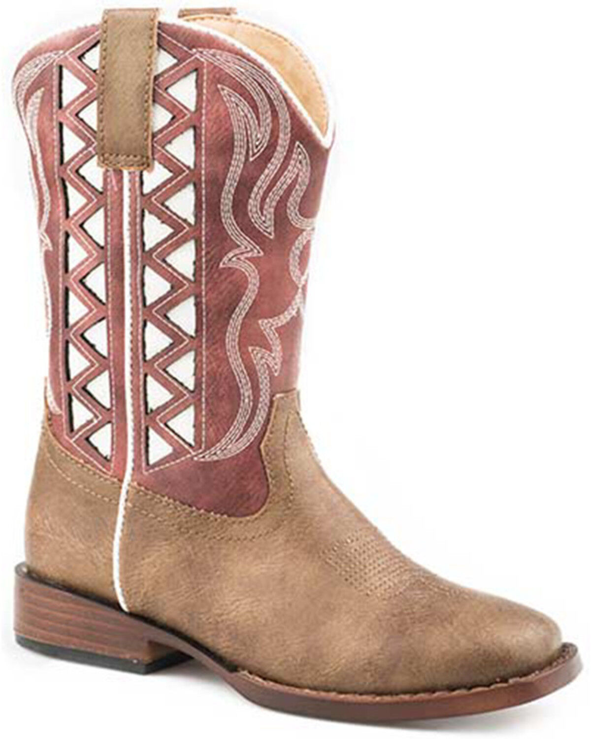 Image #1 - Roper Little Girls' Askook Western Boots - Broad Square Toe, Red, hi-res