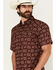 Image #2 - Moonshine Spirit Men's Gig Medallion Print Short Sleeve Snap Western Shirt, Burgundy, hi-res
