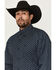 Image #2 - George Strait by Wrangler Men's Floral Striped Print Long Sleeve Button-Down Stretch Western Shirt - Tall, Blue, hi-res
