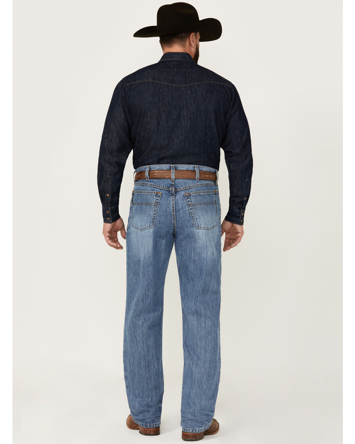 Image #3 - Cinch Men's Black Label Medium Wash Loose Tapered Rigid Denim Jeans, Blue, hi-res