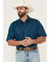 Image #1 - Wrangler 20X Men's Geo Print Short Sleeve Snap Western Shirt - Tall, Navy, hi-res