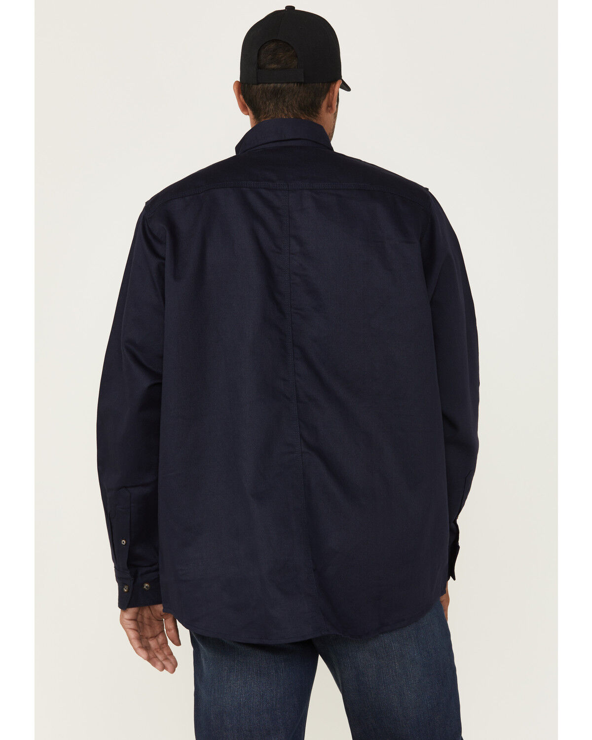 Image #4 - Forge Workwear Men's FR Solid Long Sleeve Button-Down Work Shirt, Navy, hi-res