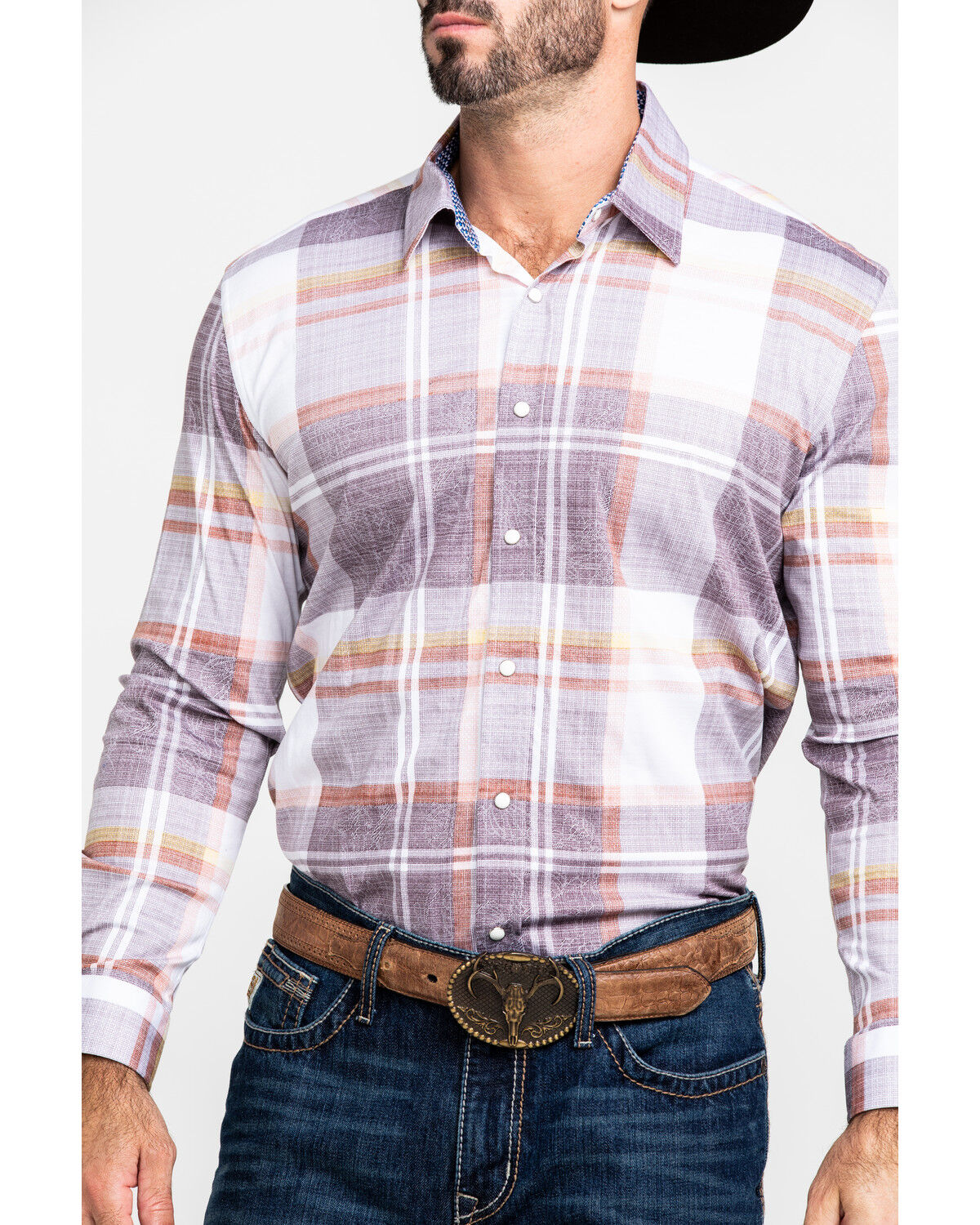 Image #4 - Scully Signature Soft Series Men's Large Plaid Snap Long Sleeve Western Shirt, Brown, hi-res