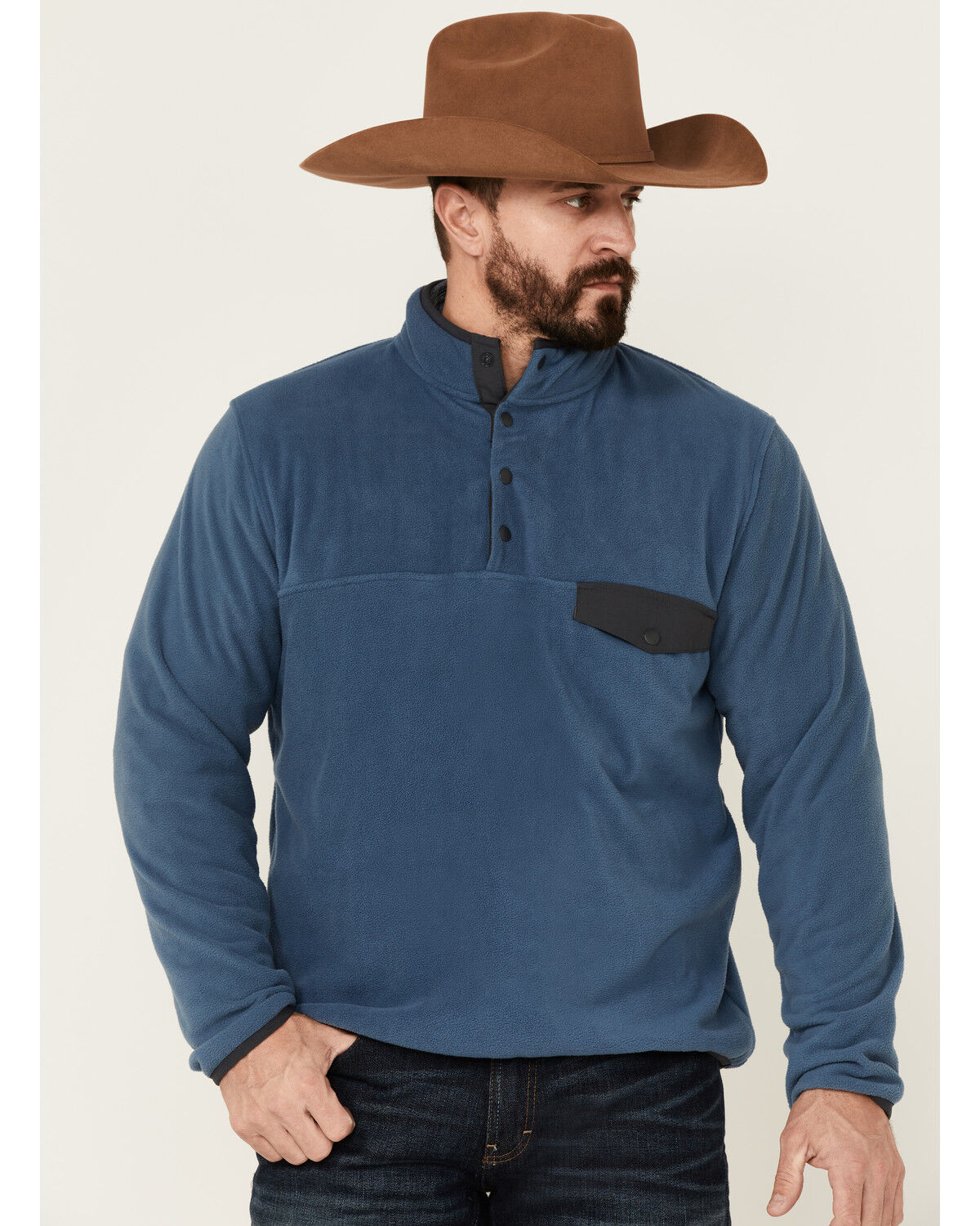 Image #1 - North River Men's Copen Lightweight 1/4 Snap-Front Fleece Pullover, Blue, hi-res