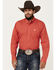 Image #1 - Cinch Men's Geo Print Long Sleeve Button-Down Western Shirt, Red, hi-res