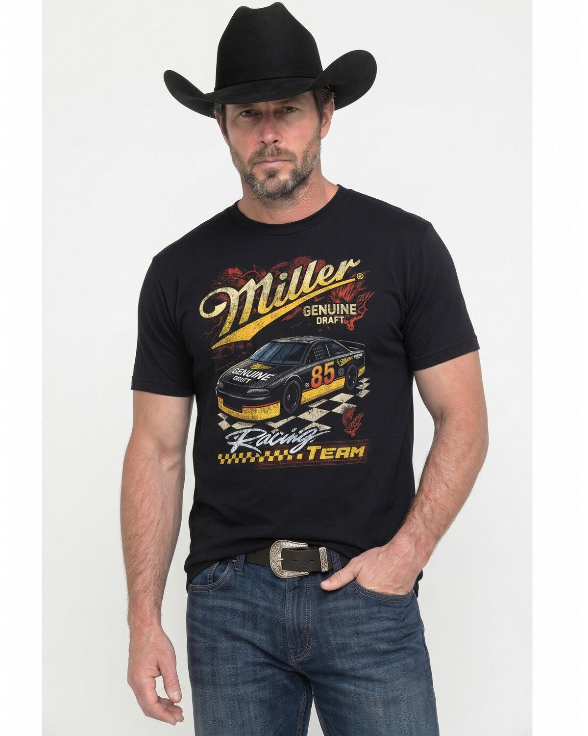 Image #1 - Miller Men's Race For Beer Short Sleeve Graphic T-Shirt, Black, hi-res