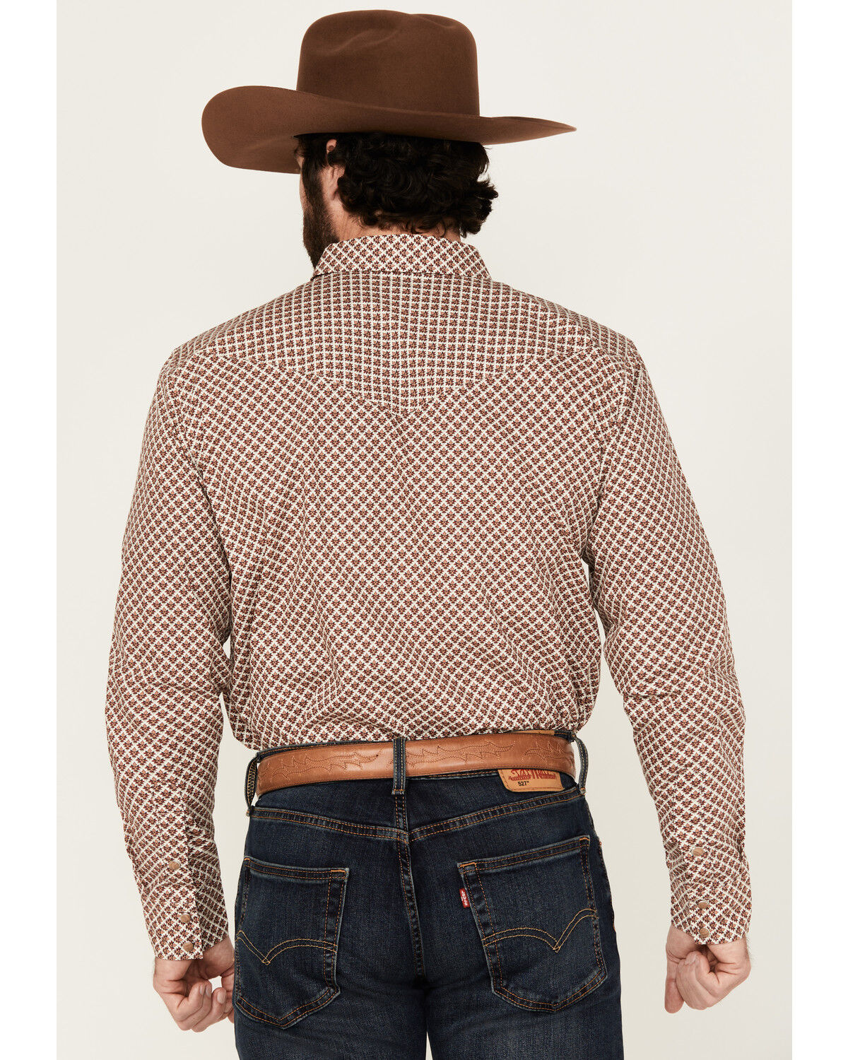 Image #4 - Gibson Trading Co Men's Torch Geo Long Sleeve Snap Western Shirt, Cream, hi-res