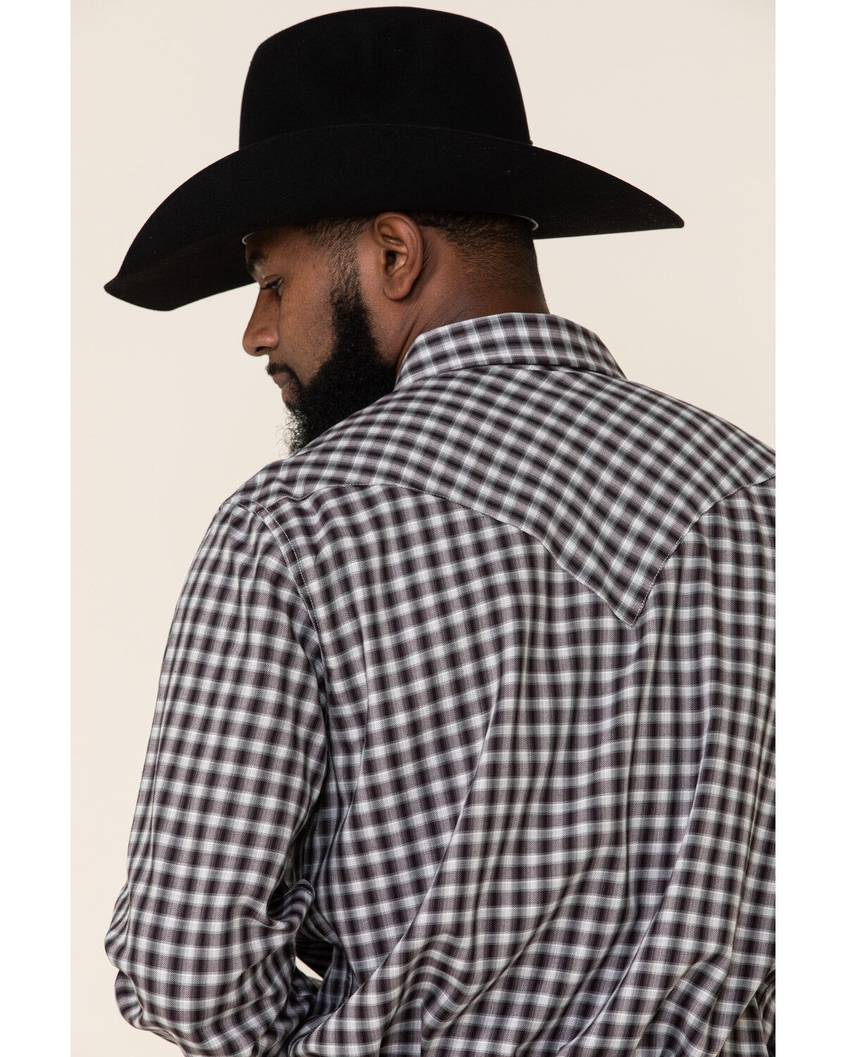 Image #4 - Stetson Men's Original Rugged Ombre Check Twill Plaid Long Sleeve Western Shirt, Burgundy, hi-res