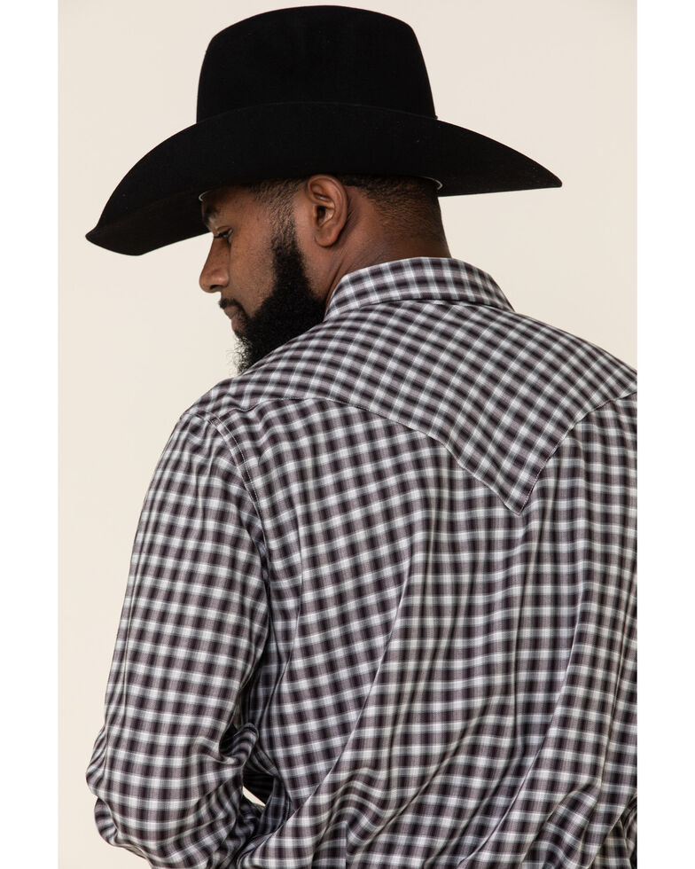 Stetson Men's Original Rugged Ombre Check Twill Plaid Long Sleeve Western Shirt , Burgundy, hi-res
