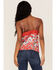 Image #4 - Miss Me Women's Floral Lace Cami , Red, hi-res