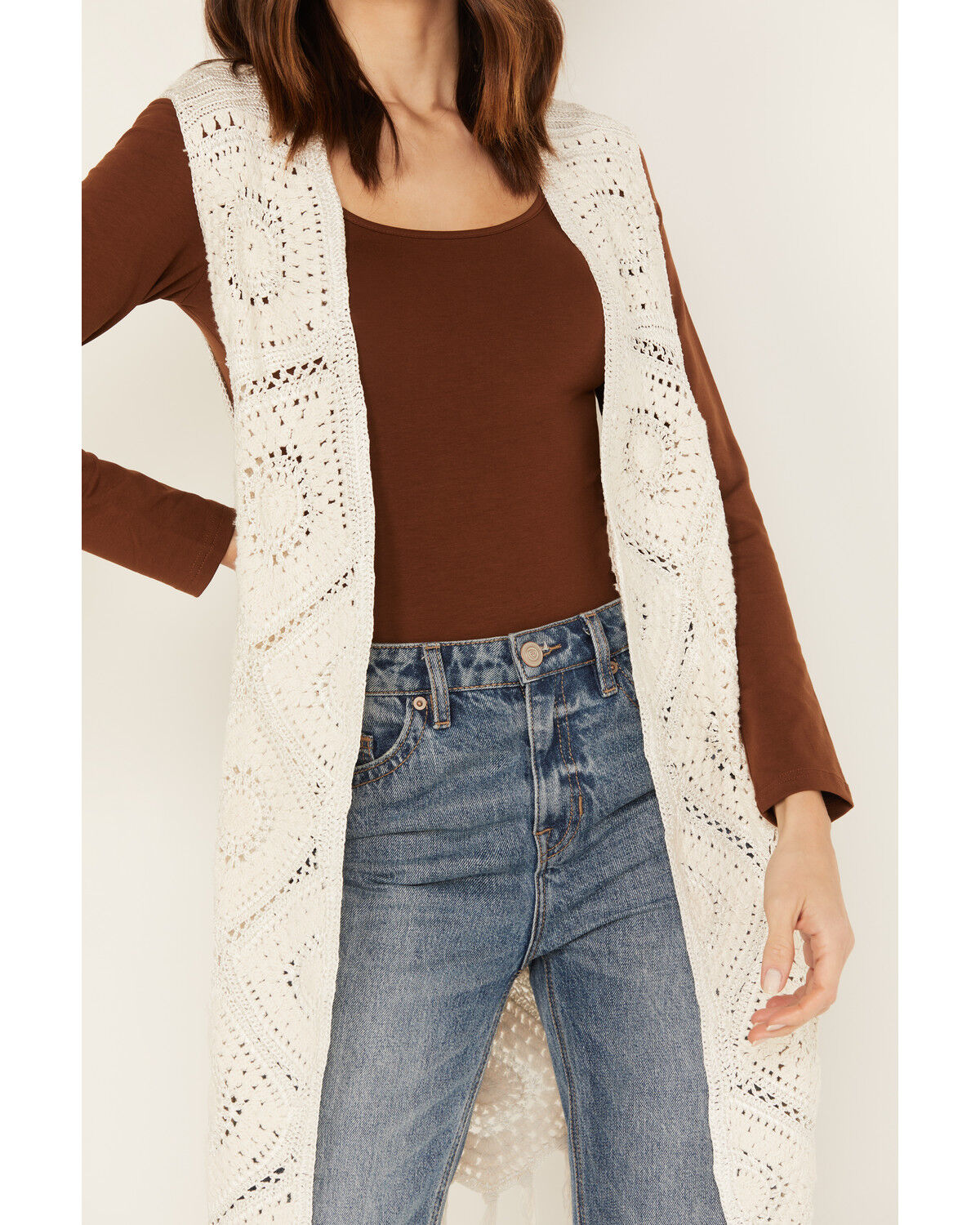 Image #3 - Shyanne Women's Crochet Fringe Vest, White, hi-res