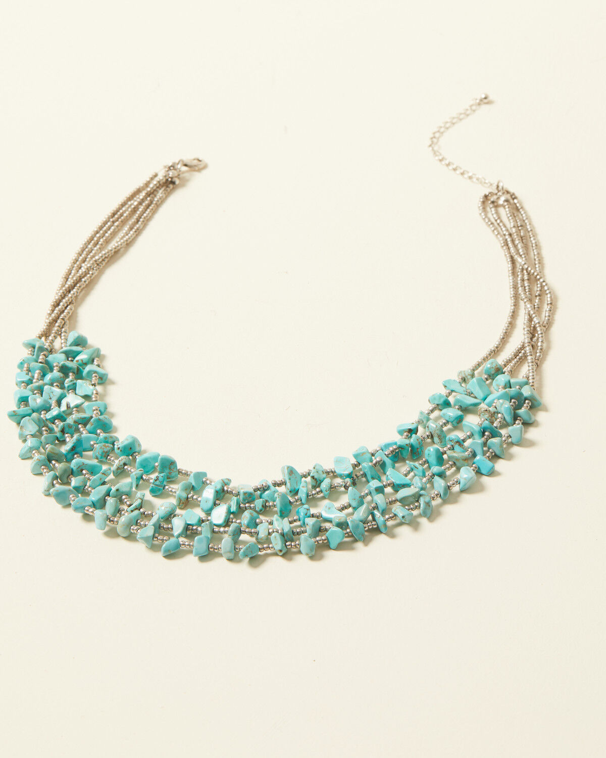 Image #1 - Shyanne Women's Bella Grace Multi Strand Turquoise Stone Bib Necklace, Silver, hi-res