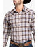 Stetson Men's Dobby Med Plaid Long Sleeve Western Shirt , Brown, hi-res