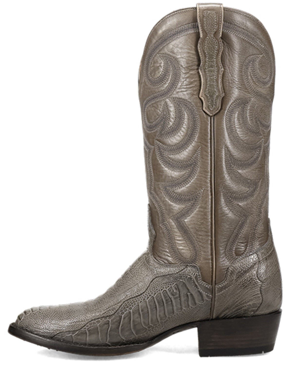 Image #3 - El Dorado Men's Exotic Ostrich Leg Tall Western Boots - Round Toe, Grey, hi-res