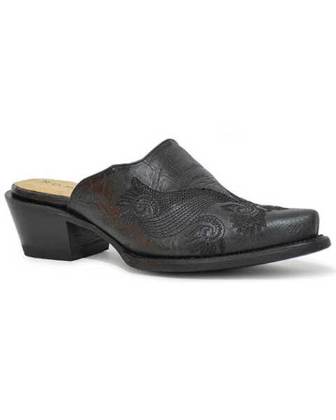 Roper Women's Mary Free Flow Embroidered Mules - Snip Toe , Black, hi-res