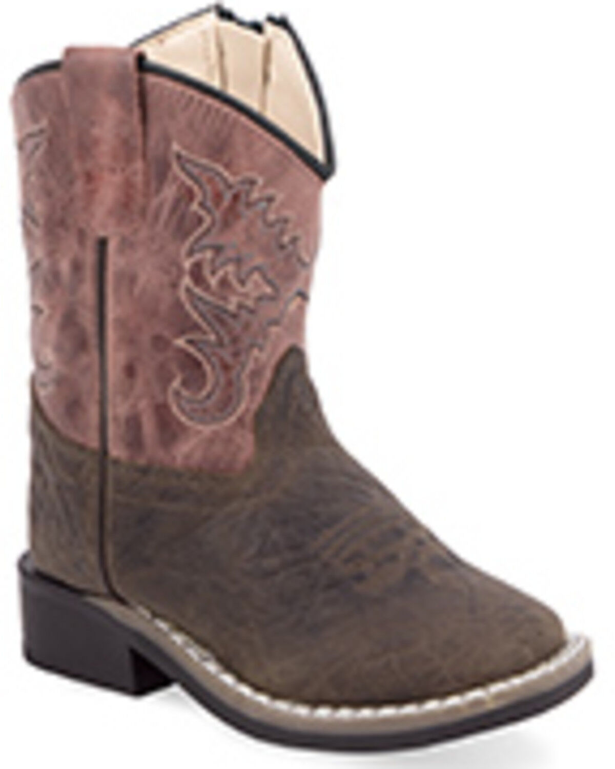 Image #1 - Old West Toddler Girls' Western Boots - Broad Square Toe, Light Pink, hi-res