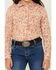 Image #3 - Shyanne Girls' Ash Floral Print Long Sleeve Pearl Snap Stretch Western Shirt, Gold, hi-res