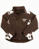 Image #1 - Cowgirl Hardware Toddler Girls' Cow Print Jacket, Chocolate, hi-res