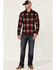 Image #2 - Flag & Anthem Men's Berks Plaid Textured Knit Long Sleeve Button-Down Western Shirt, Red, hi-res