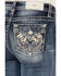 Image #2 - Miss Me Women's Dark Wash Mid Rise Downward Wing Pocket Bootcut Stretch Denim Jeans, , hi-res