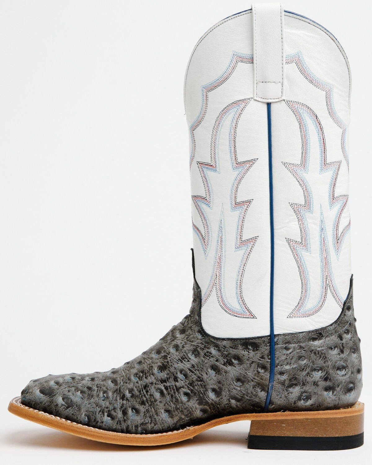 Image #3 - Horse Power Men's Ostrich Print Western Boots - Square Toe, Grey, hi-res