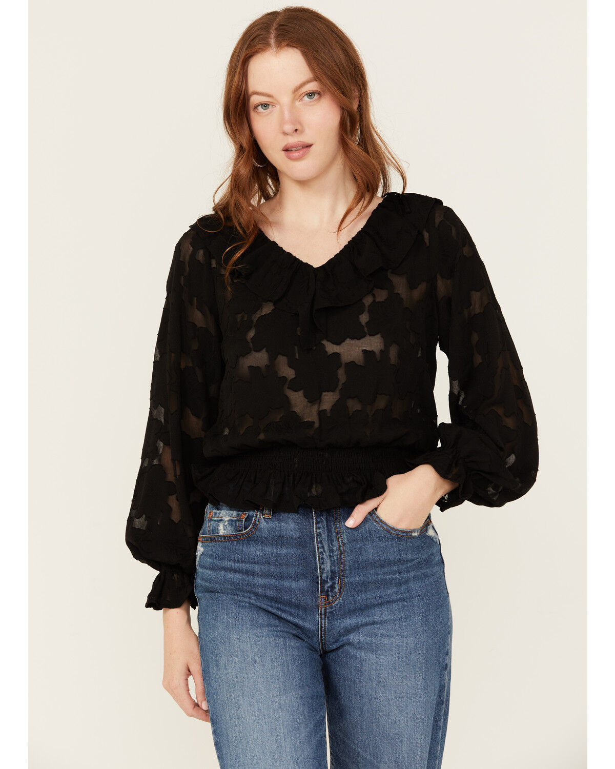 Image #1 - Shyanne Women's Flamenco Ruffle Top, Black, hi-res