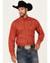 Image #1 - Cinch Men's Money Sign Print Long Sleeve Button-Down Western Shirt, Red, hi-res