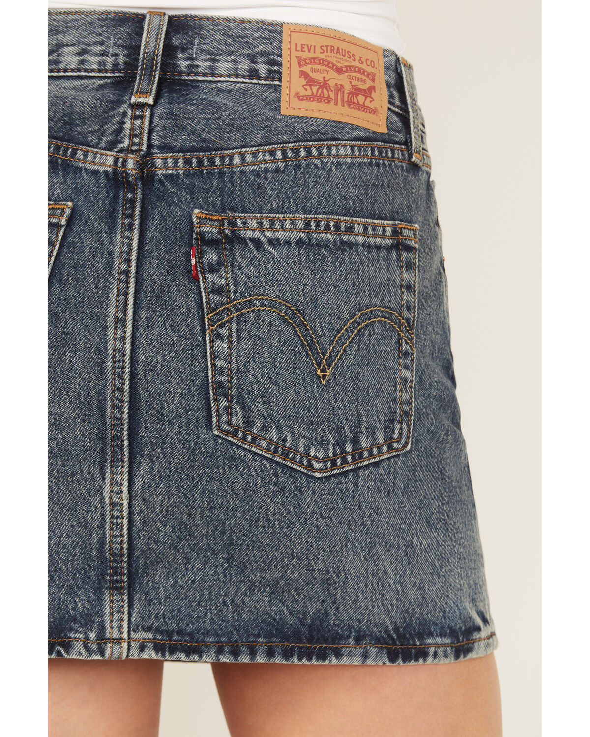 Image #4 - Levi's Women's Medium Wash Denim Mini Skirt, Blue, hi-res