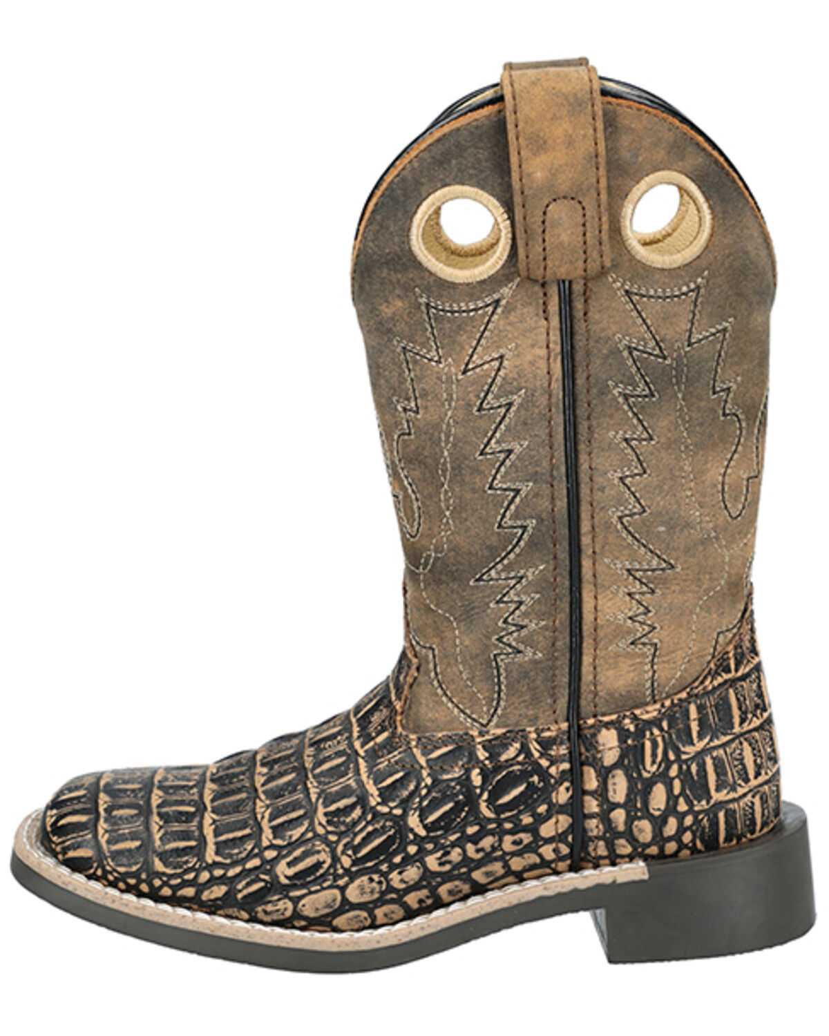 Image #3 - Smoky Mountain Boys' Gator Western Boots - Broad Square Toe, Black/brown, hi-res