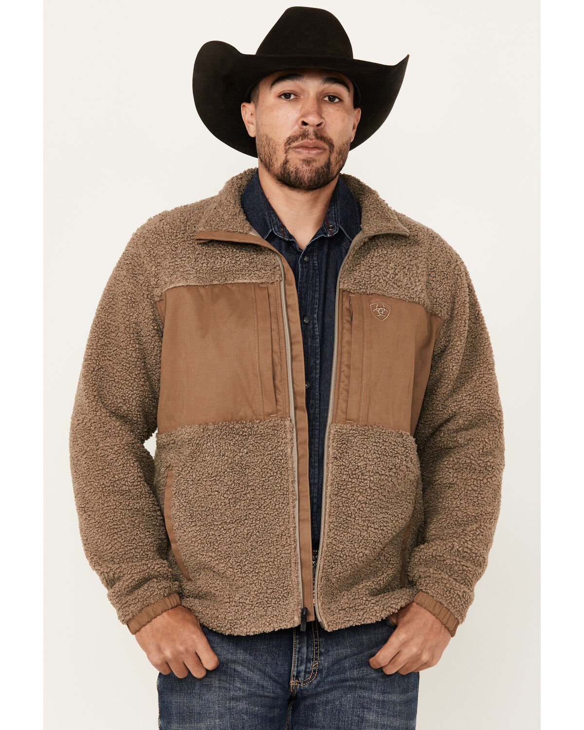 Image #1 - Ariat Men's Odessa Sherpa Lightweight Jacket, Brown, hi-res