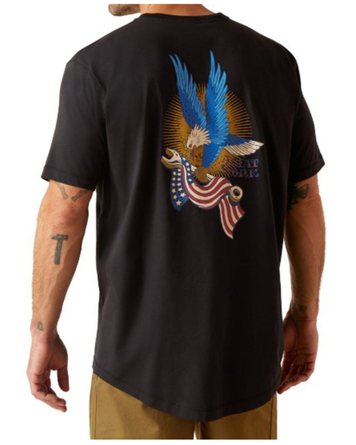 Image #1 - Ariat Men's Workman Victory Eagle Short Sleeve Graphic Work T-Shirt, Black, hi-res