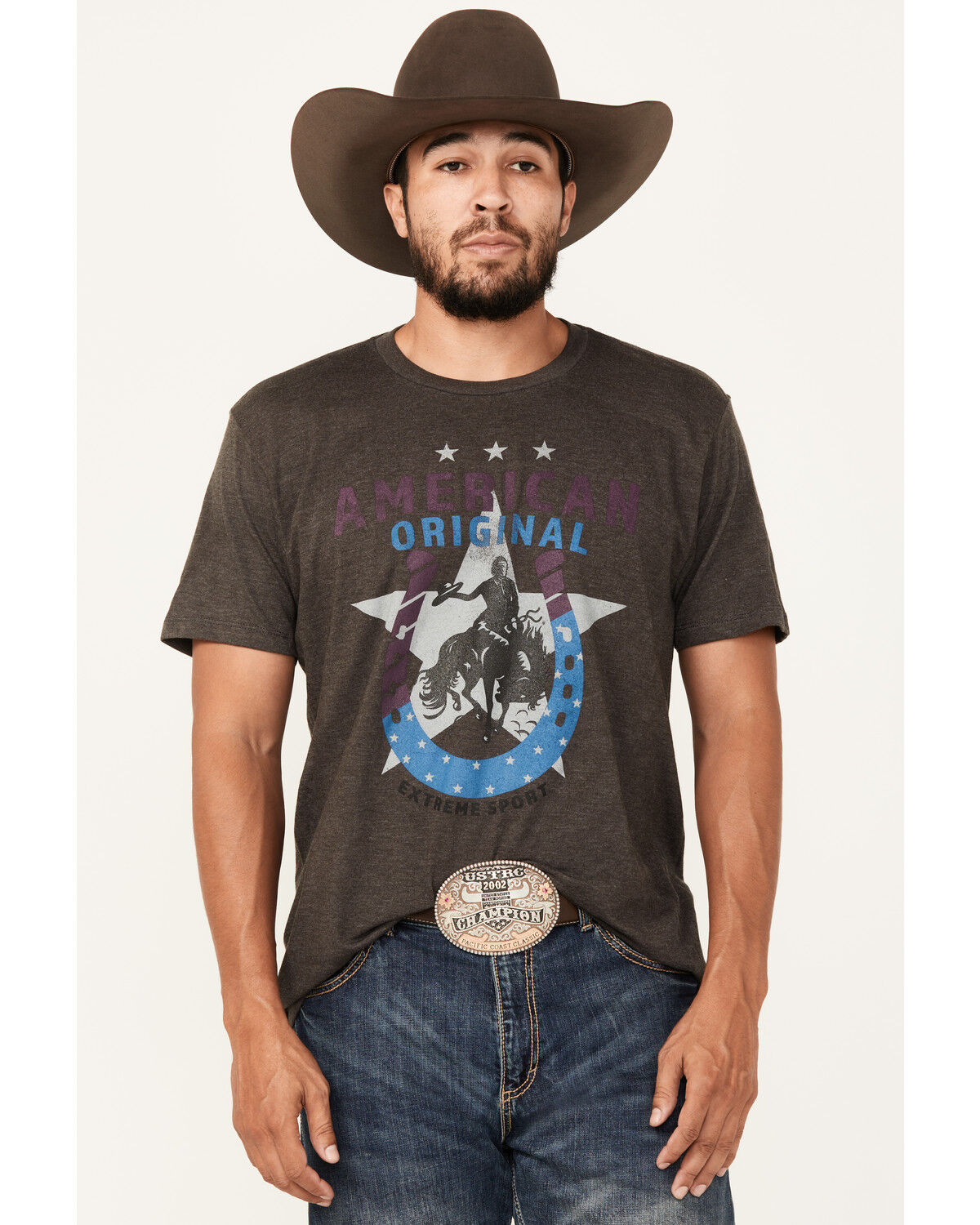 Image #1 - RANK 45® Men's American Original Short Sleeve Graphic T-Shirt, Charcoal, hi-res